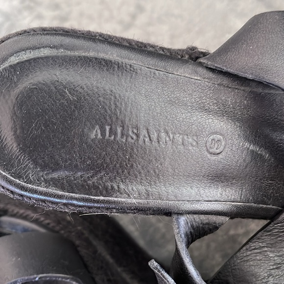 All Saints black wedge platform sandals - Picture 3 of 13